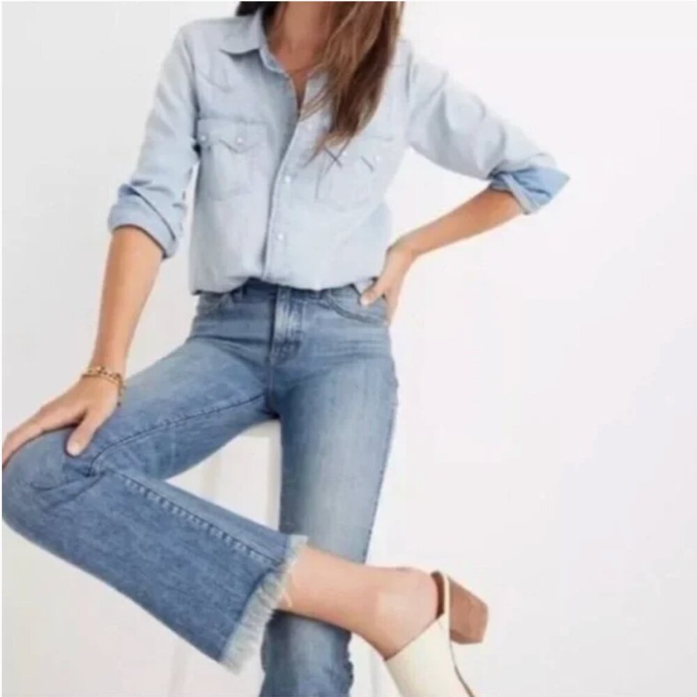 Madewell Cali Demi-Boot Frayed Hem Crop Jeans Size‎ 24